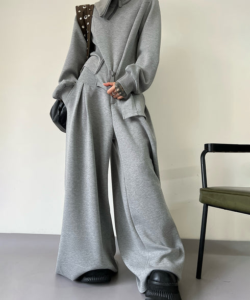 Zip Detail Top & Wide Pleated Pants Series