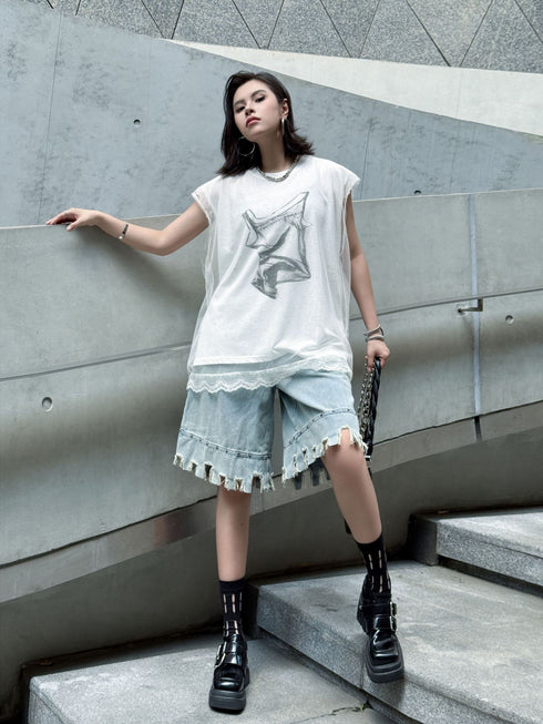 Mesh Overlay Graphic Tank