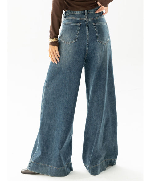 Wide Flare Denim Pants