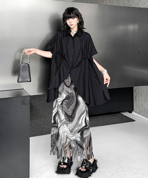 Layer Flare Gathered Blouse