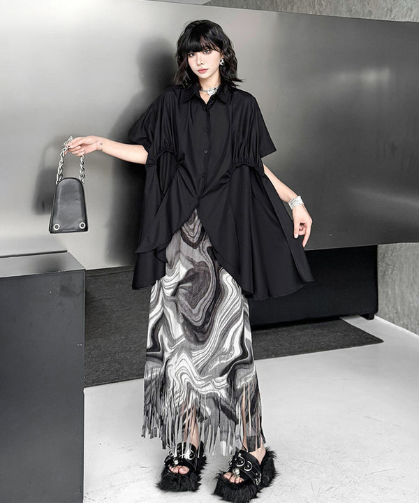 Layer Flare Gathered Blouse