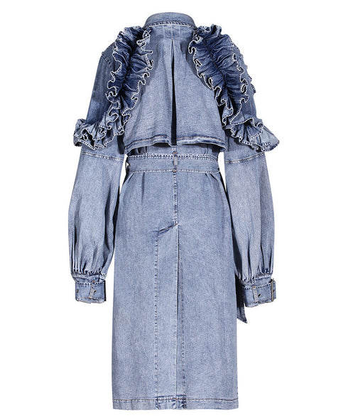 Ruelle Frill Denim Coat