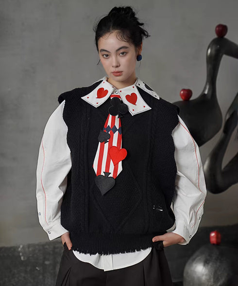 Card Stripe Applique Narrow Tie