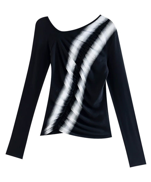 Diagonal Ruched Sheer Top
