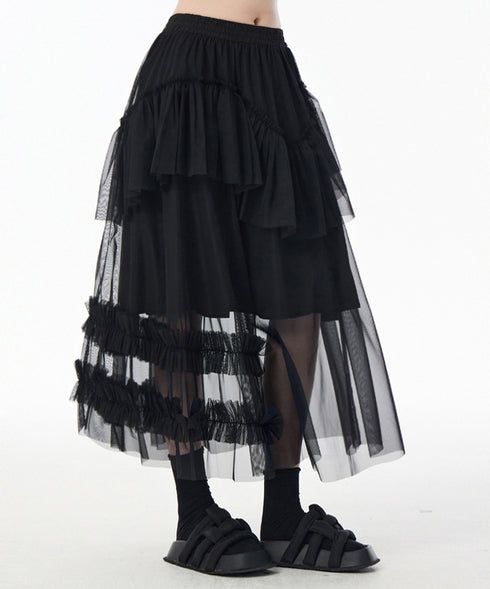 Layered Sheer Mesh Skirt