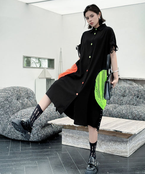 Neon Pocket Shirt Dress