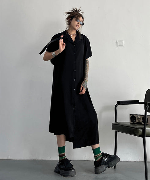 Dark Loose Shirt Dress