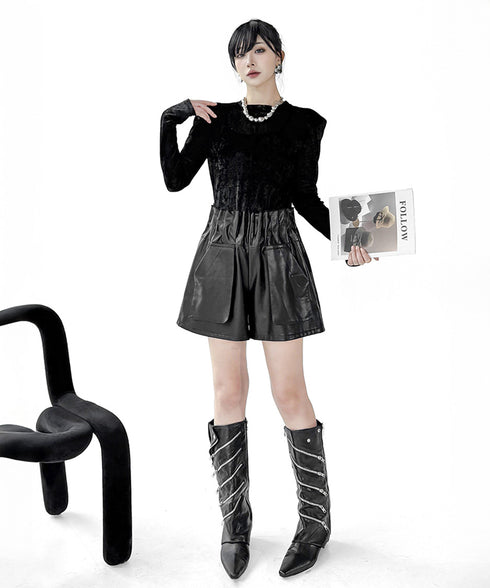 Glossy Wide Short Pants