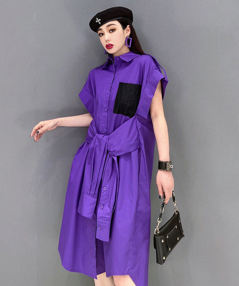 Half Sleeve Color Pop Pocket Dress