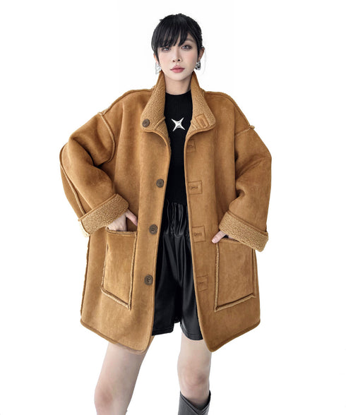Shearling Texture Oversized Coat