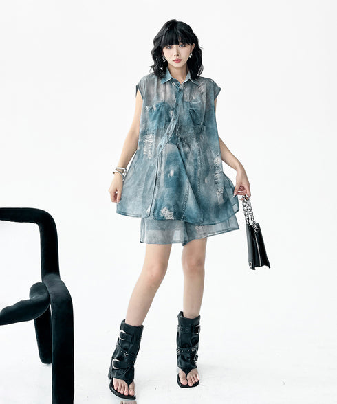 Floating Dye Shirt & Shorts Co-ord