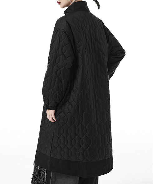 Quilted High Neck Long Coat