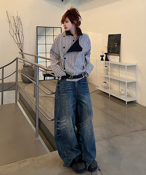 Stripe Panel Layered Jacket