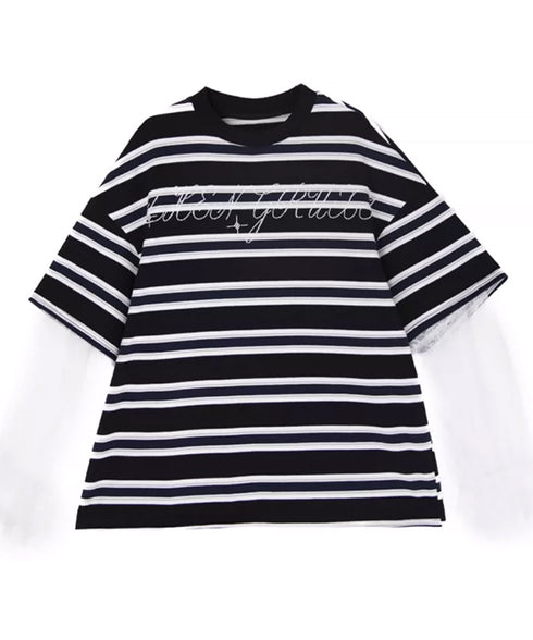 Border Lace Layered Oversize Top