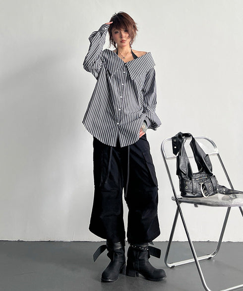 Foldover Collar Blouse