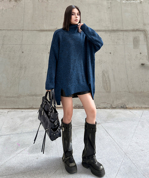Oversized Highneck Knit Top
