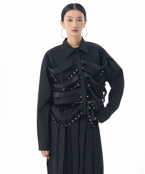 Strap Detail Structured Blouse