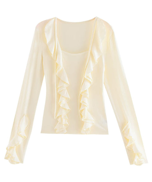 Ruffle Trim Slim Fit Top