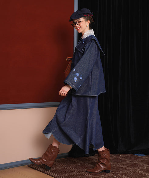 Grape Embroidered Denim Jacket