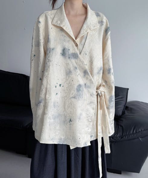 Tie Dye Wrap Jacquard Blouse