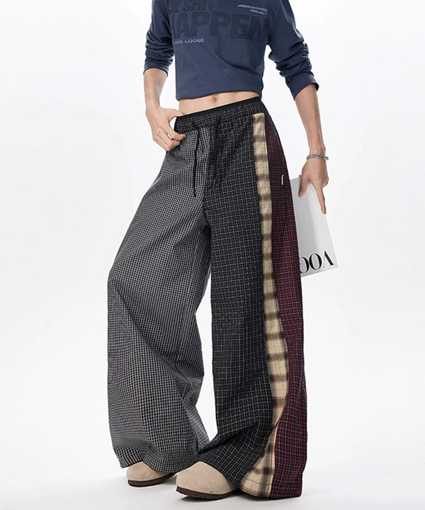 Patchwork Check Wide Pants