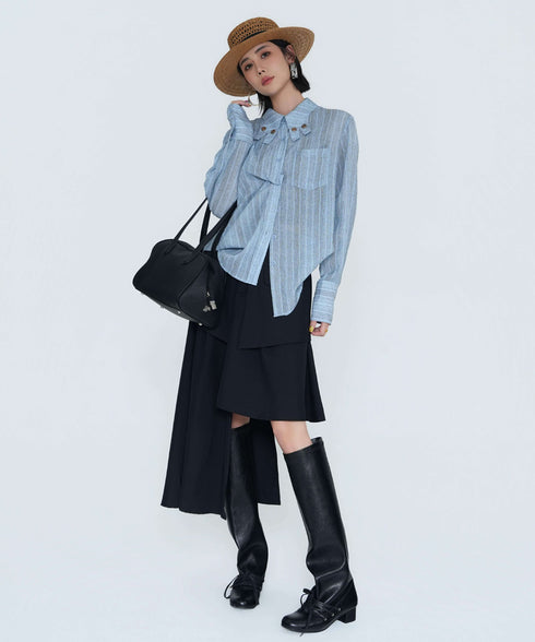 Button Accent Draped Blouse