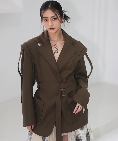 Split Layered Buckle Jacket