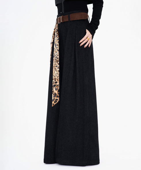 Wool Blend Wide Pleated Pants