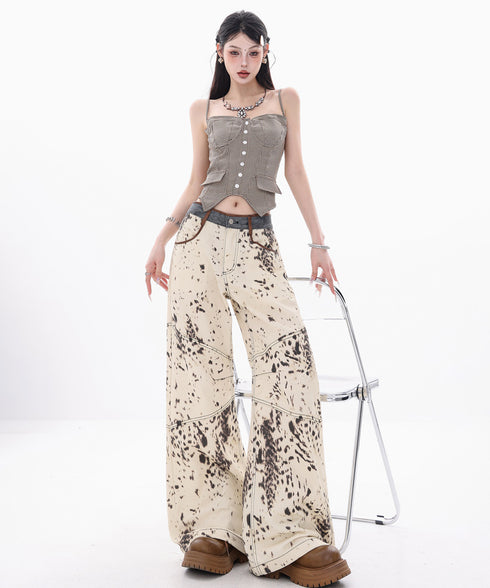 Houndstooth LaceUp Corset Top