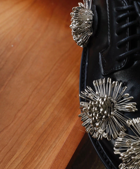 Metal Cluster Decor Derby Shoes
