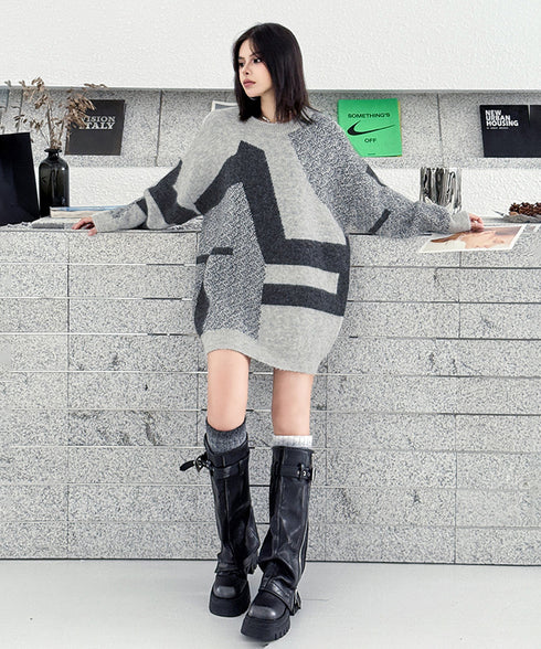 Abstract Block Knit Top