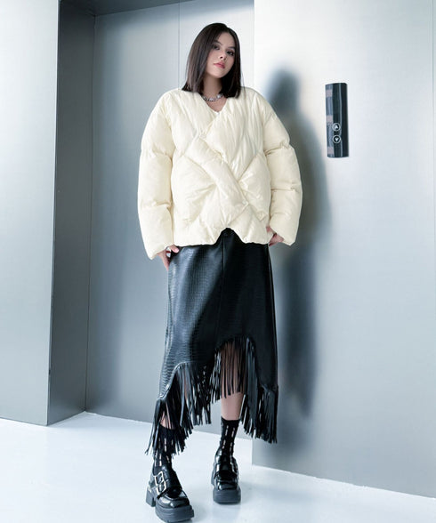 Quilted Wrap Down Jacket