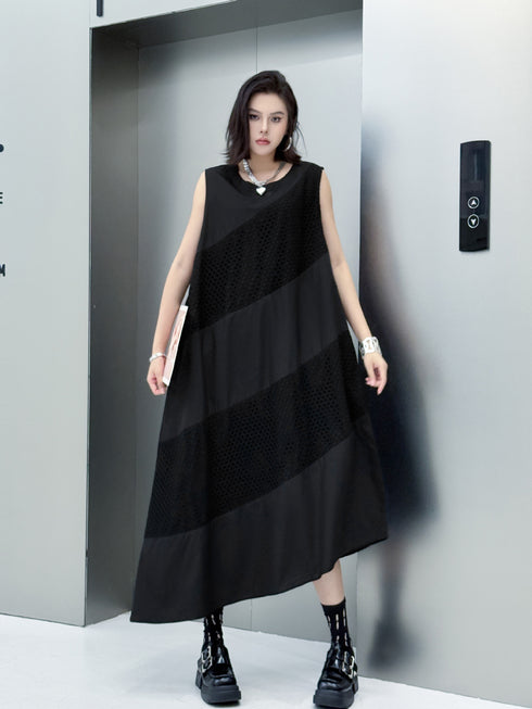 Diagonal Mesh Panel Dress