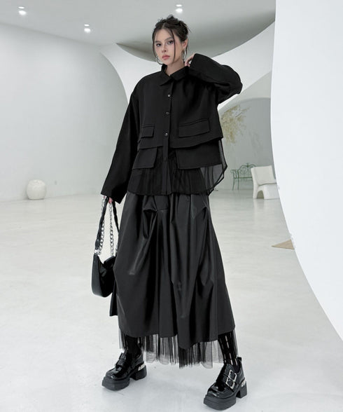 Layered Balloon Mesh Skirt