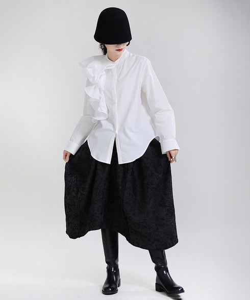 Glossy Dot Bow Blouse