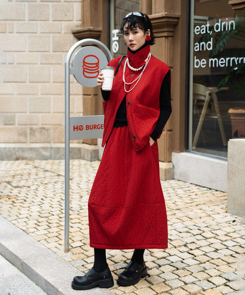 Quilted Volume Vest& Skirt Co-ord