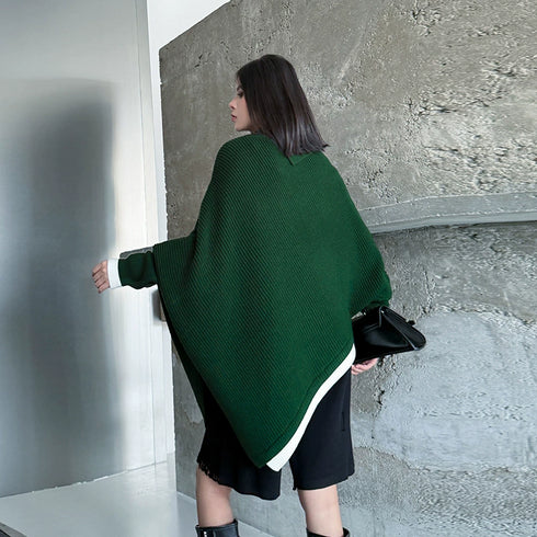 Diagonal Knit Poncho Top