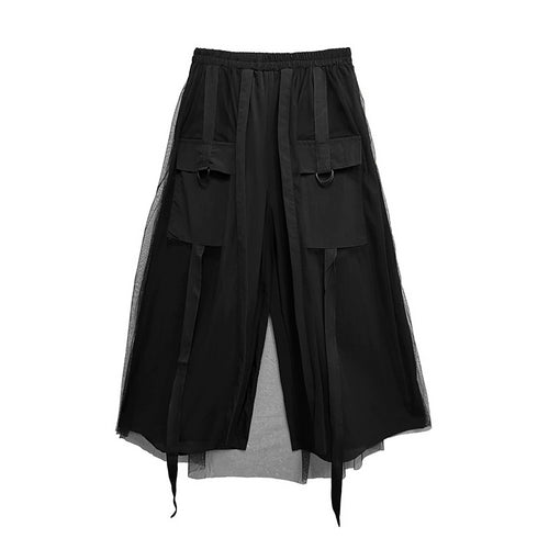 Black Mesh Layered Skirt