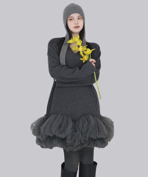 Meringue Veil Hem Dress