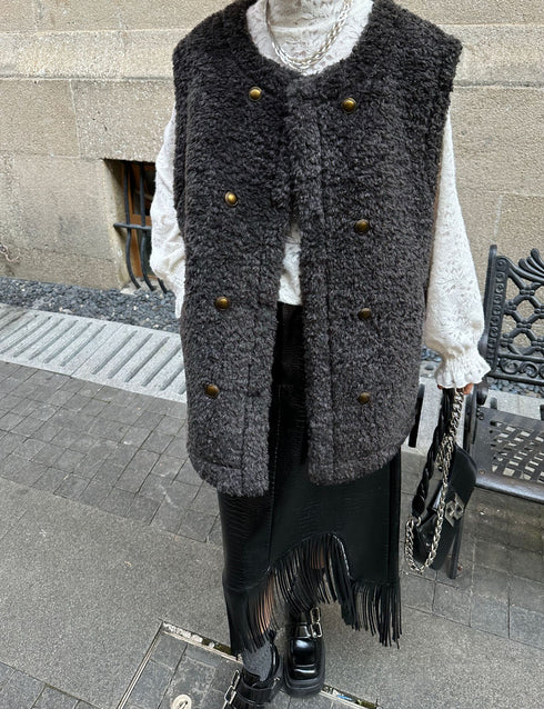 Textured Double Button Vest