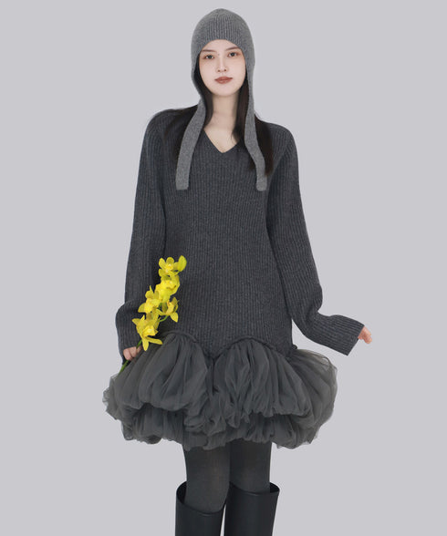 Meringue Veil Hem Dress