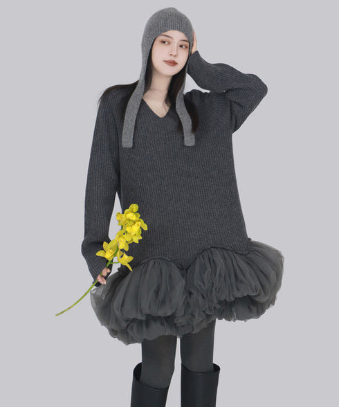 Meringue Veil Hem Dress