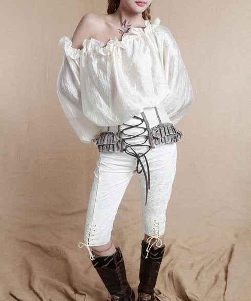 Ornate Lace-Up Cropped Pants