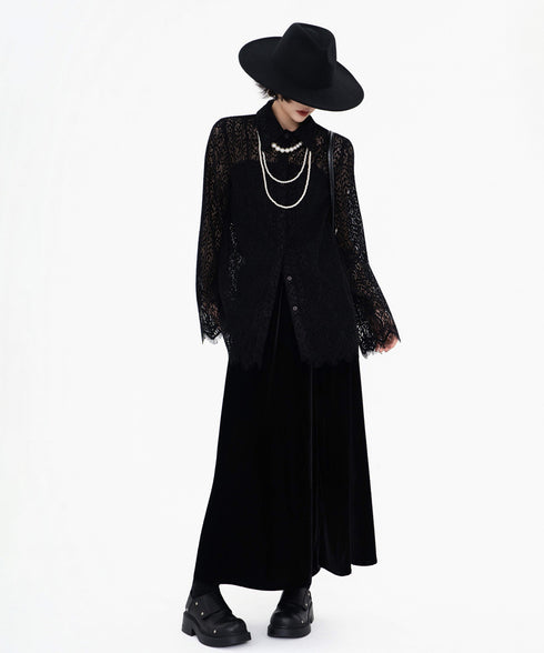 Lace Pattern Sheer Blouse