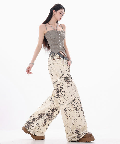 Houndstooth LaceUp Corset Top