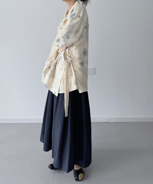 Tie Dye Wrap Jacquard Blouse