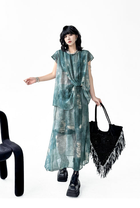 Floating Dye Top & Skirt Co-ord