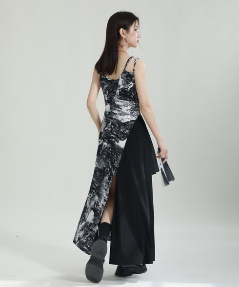 Graphic Slit Camisole Dress