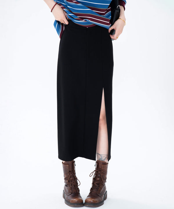 Front Slit Straight Skirt