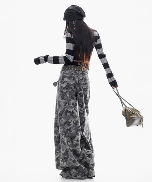 Cable Stripe VNeck Top